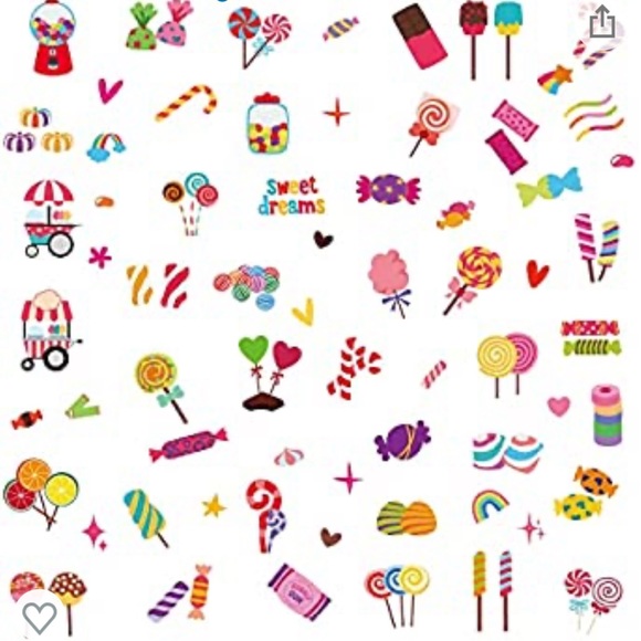 24 Sheets Candyland Temporary Tattoos, Birthday Decorations / Party Favors - Picture 3 of 10